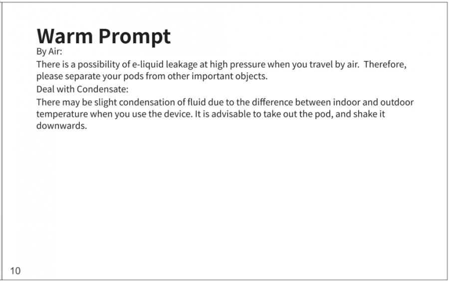 Voopoo Drag X Manual (from PDF, Page 10): Warm Prompt